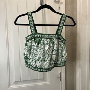 Japna Green Floral Cropped Tank Top Boho Festival Juniors Size L